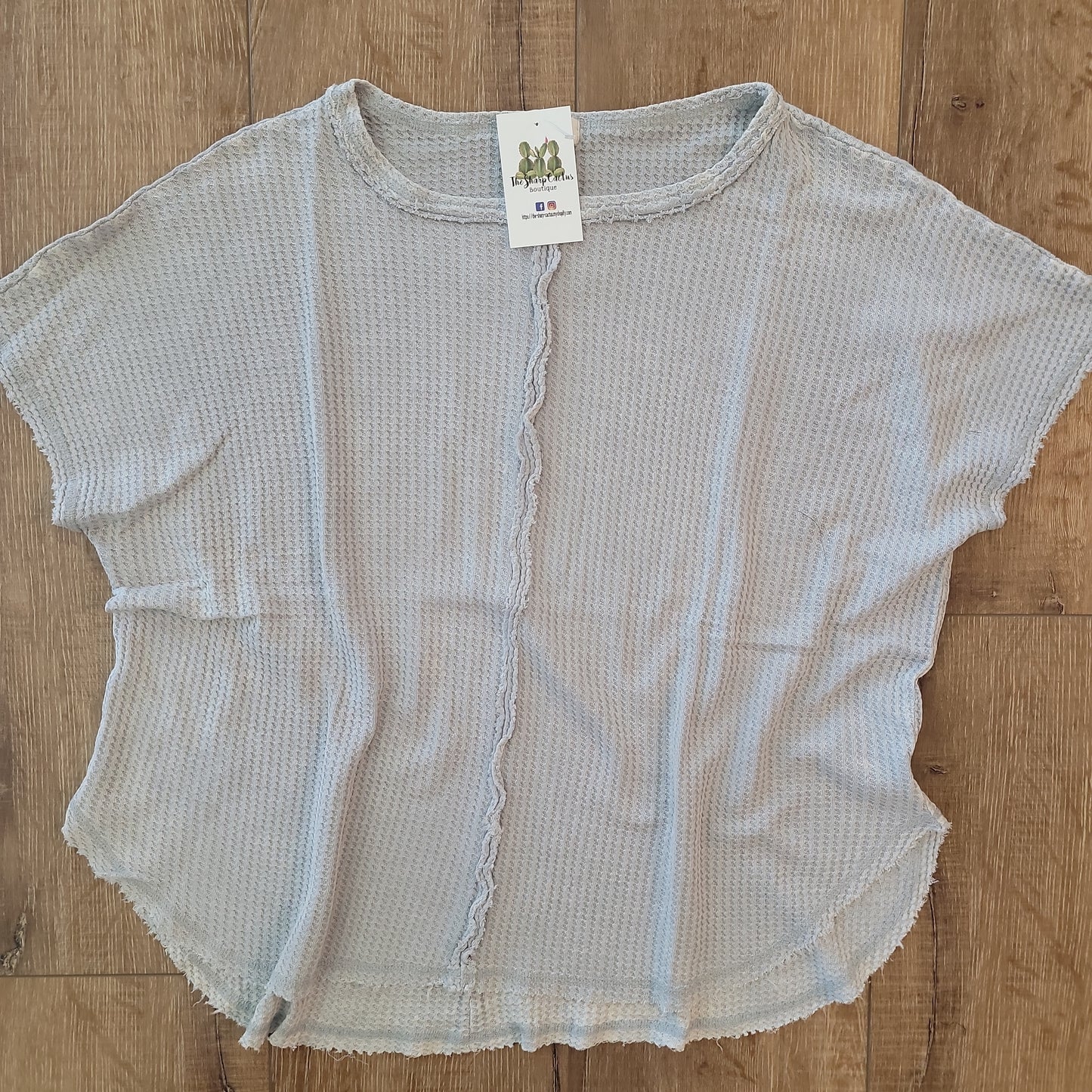 Slate Grey Raw Hem Top