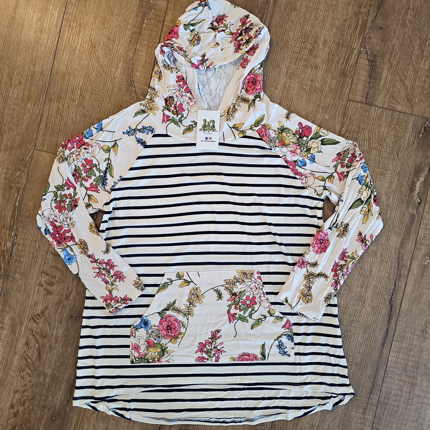 Striped/Floral Hoodie