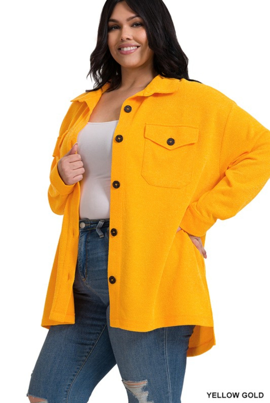Yellow Gold Button Down Shacket