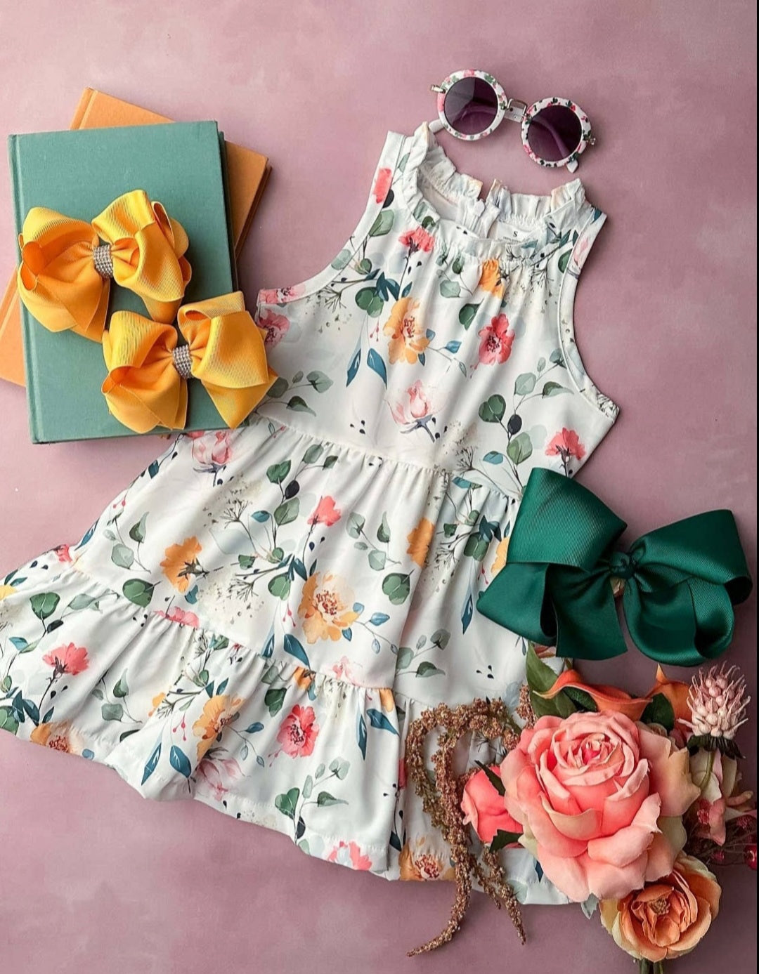 Sage/Gold Floral Dress