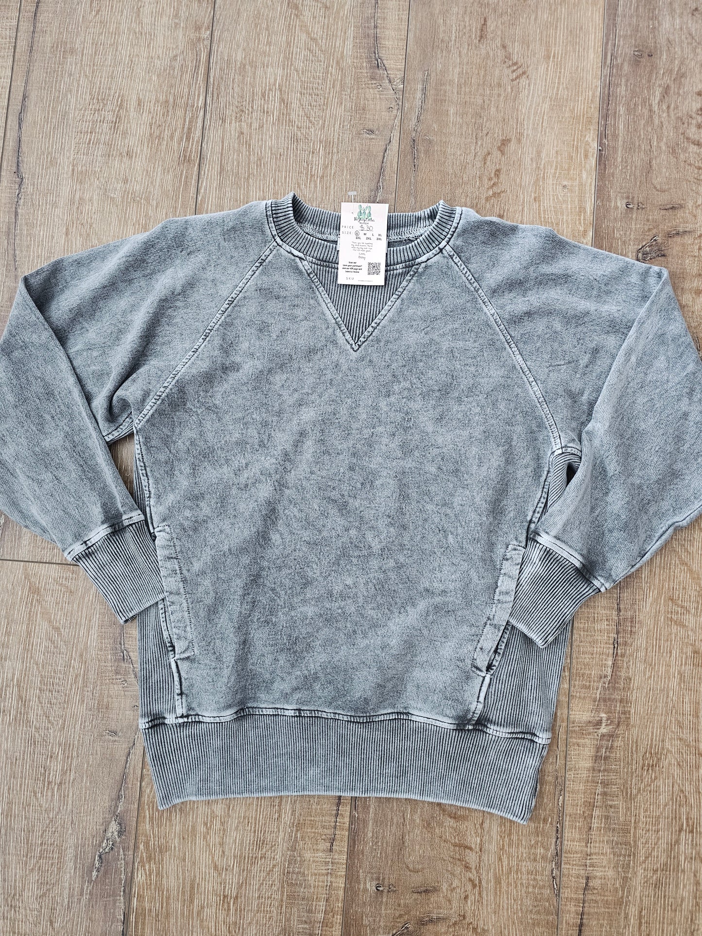 Grey Mineral Wash Pullover