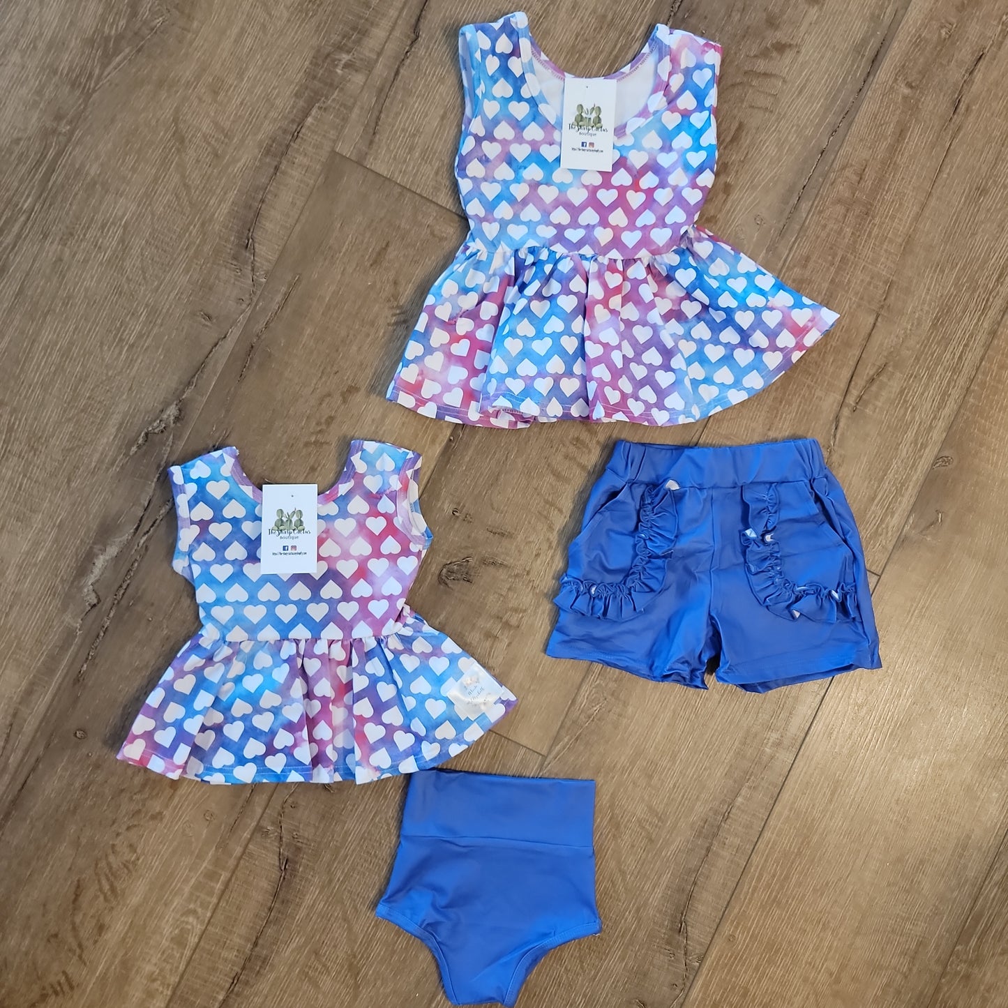 Watercolor Hearts 2 Piece Peplum