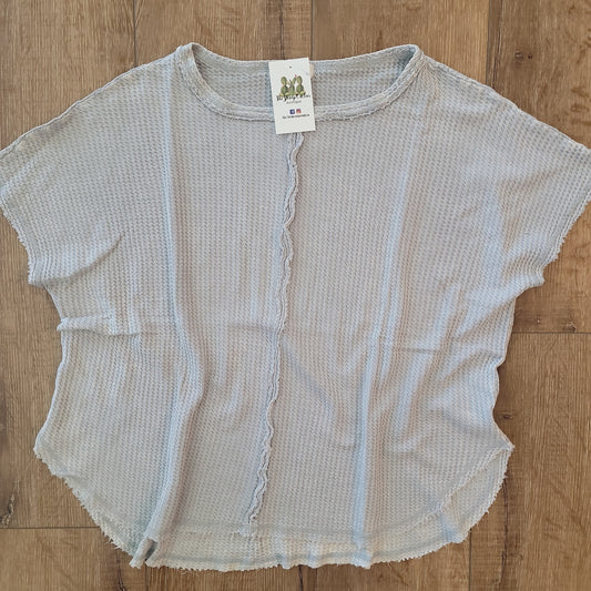 Slate Grey Raw Hem Top