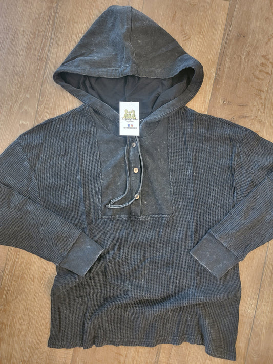 Mineral Wash Half Button Hoodie