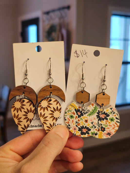 Wooden Dangle Earrings
