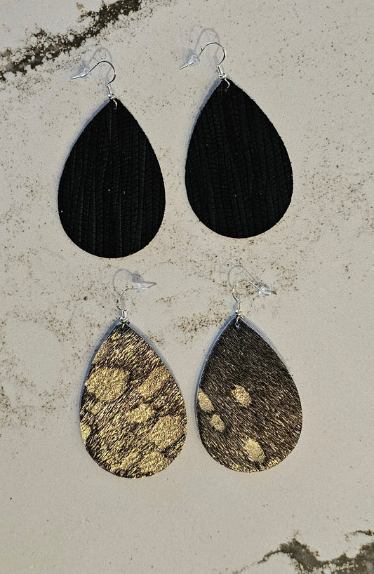 Leather Teardrop Earrings