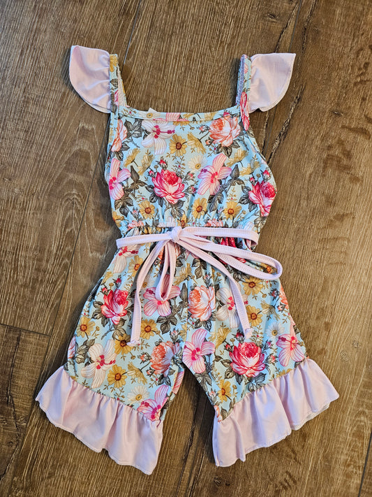 Pink & Green Floral Romper