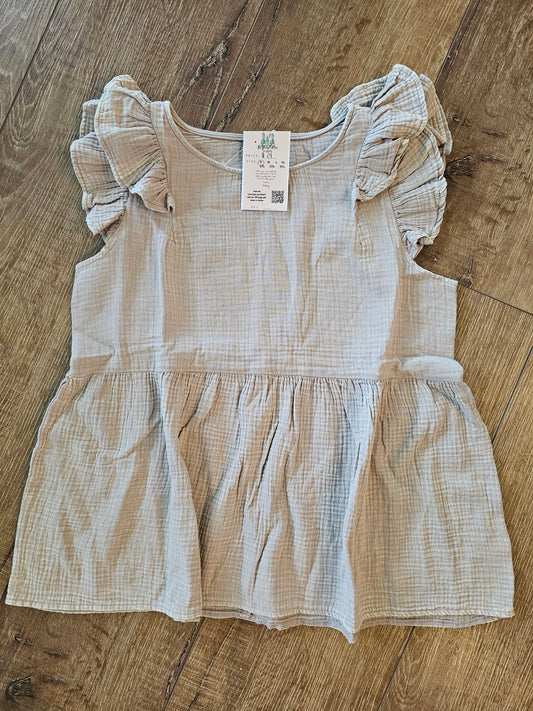 Acid Wash Ruffle Sleeve