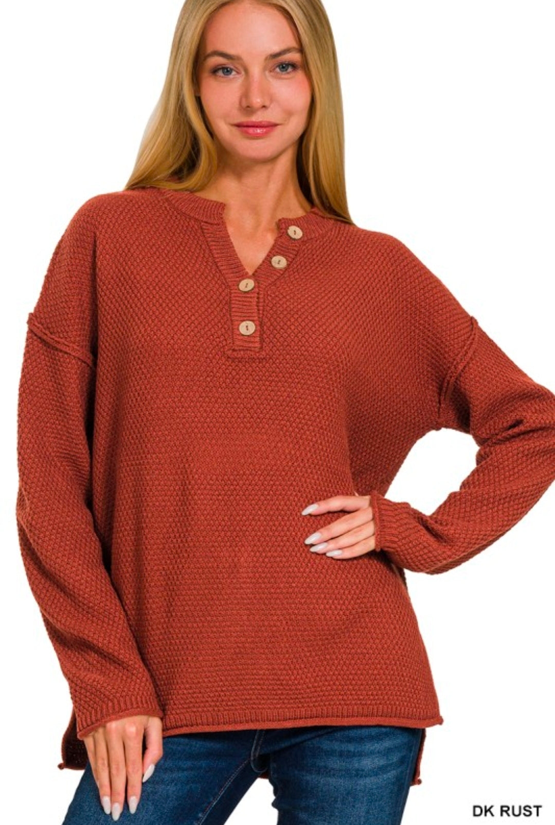 Rust Henley Sweater