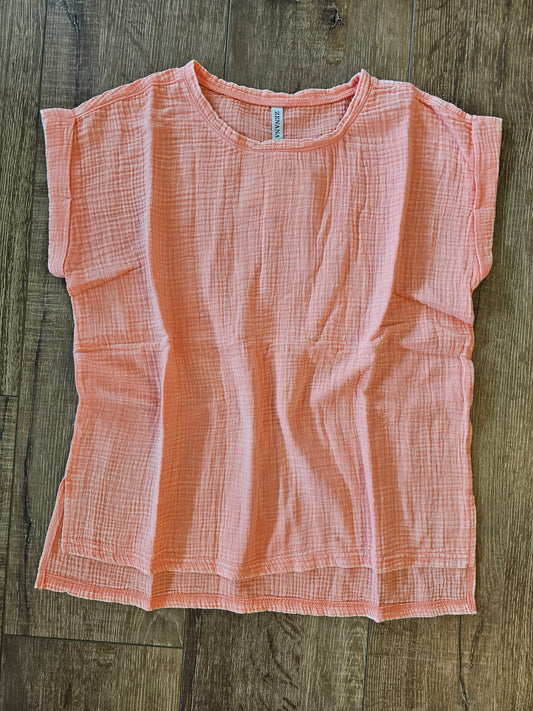Coral Double Gauze Acid Wash 🪸